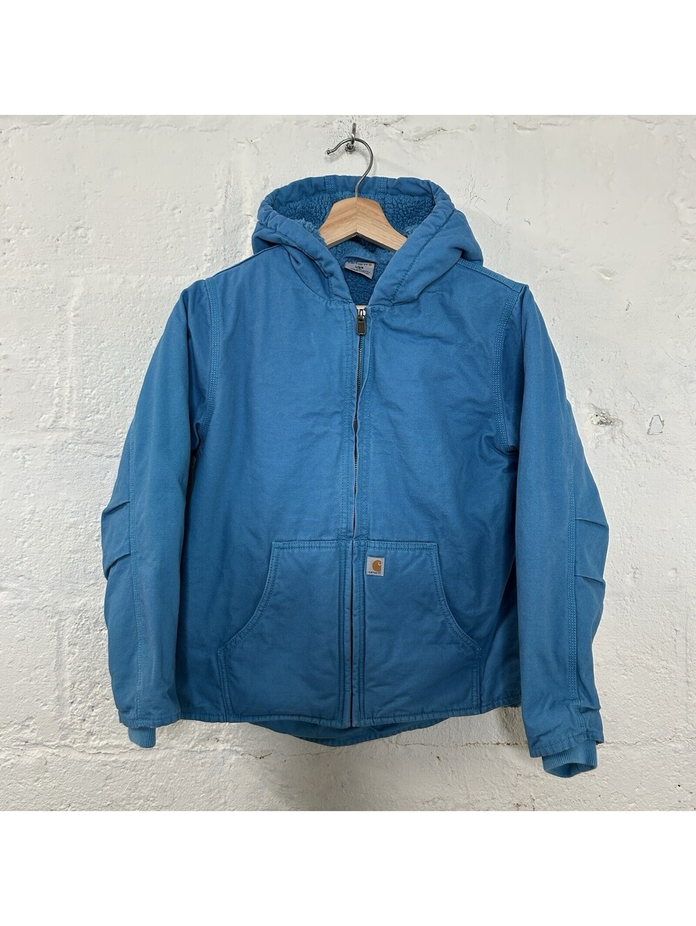 Y2K Carhartt Sherpa-Lined Hooded Detroit Jacket “Aqua Blue”